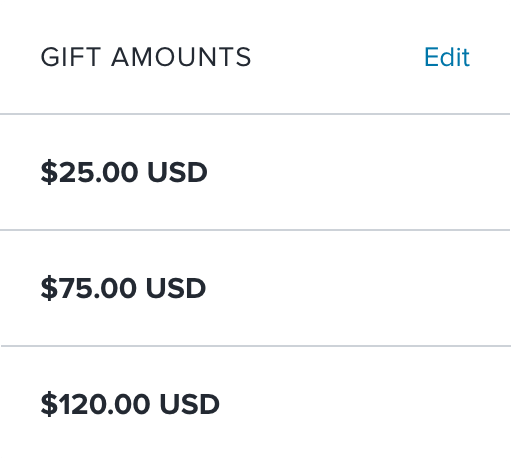 Gift amounts