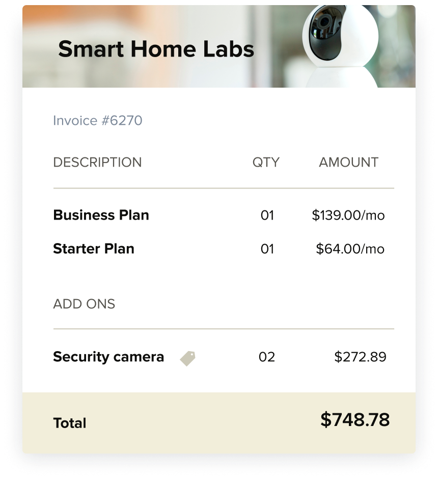Smart home labs invoice