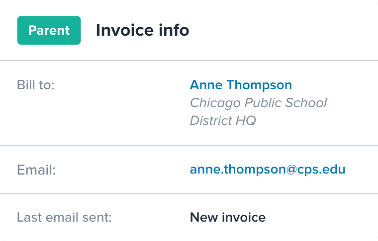 Parent - Invoice info